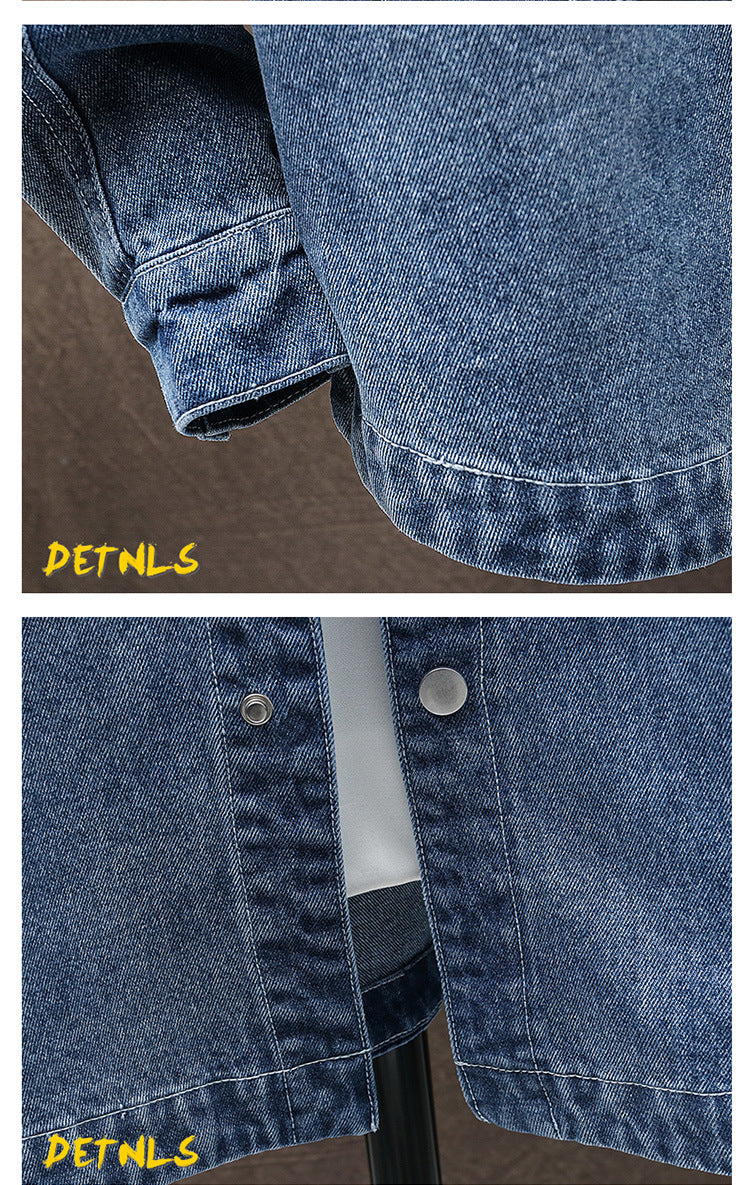 2022 Spring and Autumn Foreign Trade Gradient Men's Denim Jacket Youth Fashion Trendy Printed Casual Easiest for Match Jacket Clothes