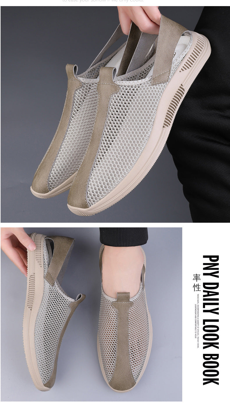Men's new summer mesh shoes men's breathable cool shoes mesh shoes soft bottom breathable casual shoes lazy mesh men's shoes
