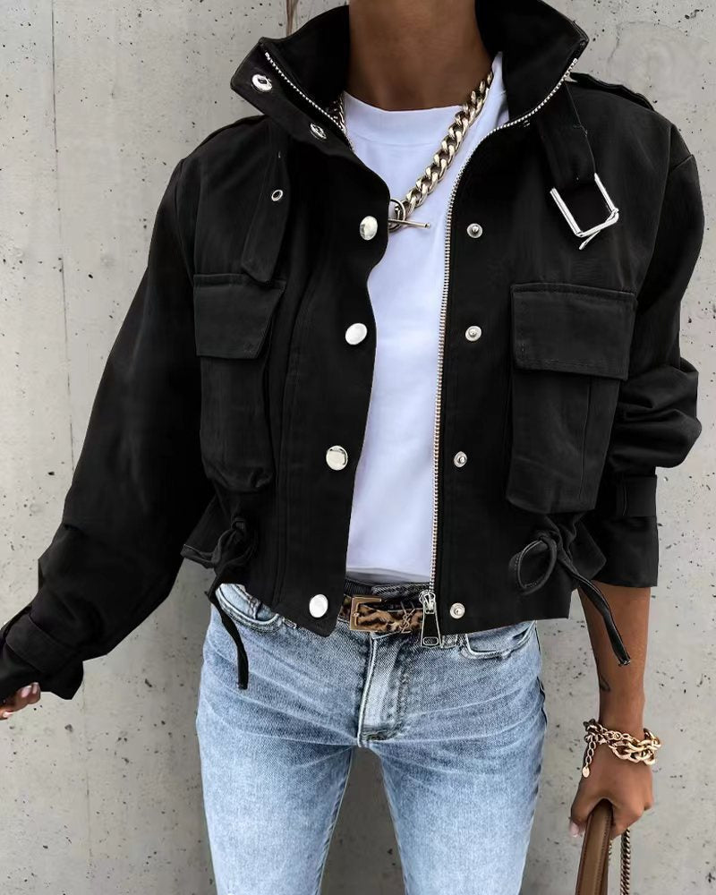 2026 Autumn and Winter Cross-Border Women's European and American New Style Amazon Aliexpress Printed Short Casual Long-Sleeved Jacket Top
