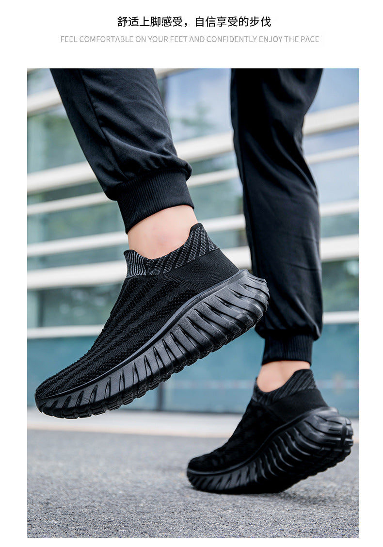 Cross-Border New Couple's Slip-On Summer New Fly-Knit Breathable Running Shoes Girls' Shoes Knitted Women's Shoes