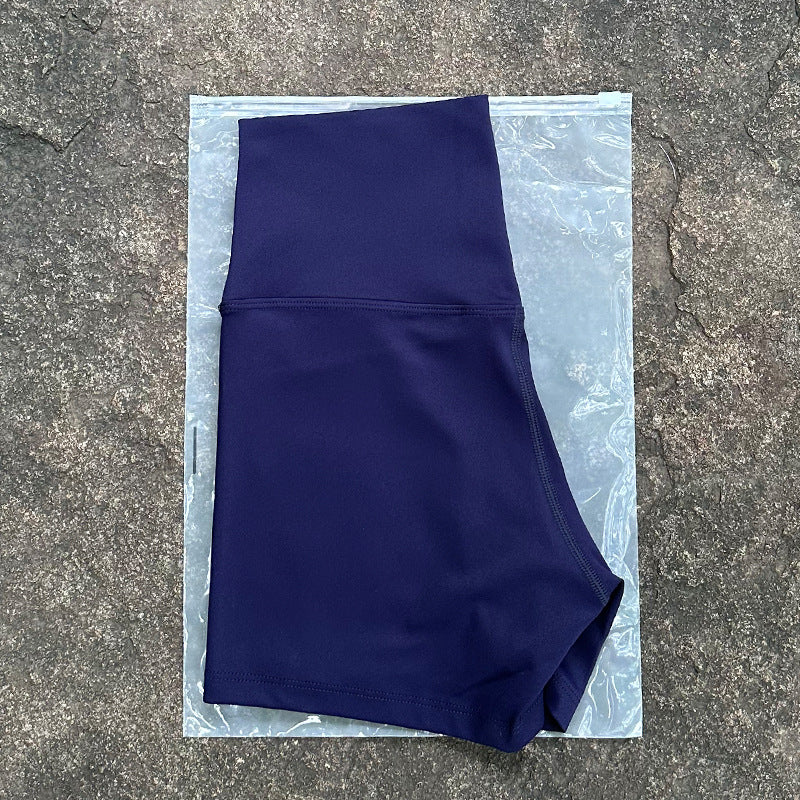 New Nude High-Waist Brushed Shorts Yoga Wear Nylon Shorts Women's Tight Yoga Three-Point Sports Shorts Peach