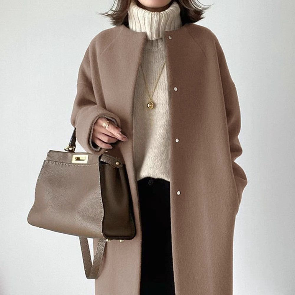 2026 Autumn/Winter New Style Lotte Ins Hot-Selling Loose Slimming Casual Simple Straight-Leg Coat Solid Color Overcoat for Women