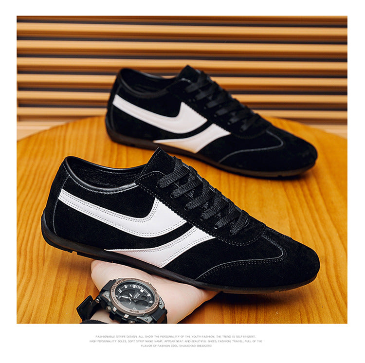 Men's Casual Shoes Fashion Vintage German Training Shoes Breathable Flat Single-layer Shoes Sports Forrest Gump Shoes Lace-up Men's Shoes Bean Shoes