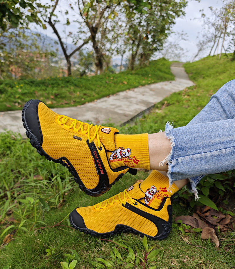 2024 spring, summer and autumn outdoor hiking shoes men's and women's hidden height waterproof mesh breathable sports non-slip hiking shoes