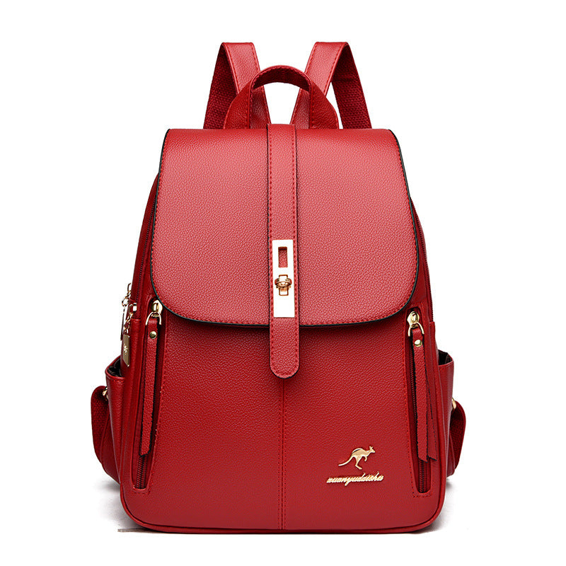 Foreign Trade Hot 2024 New Anti-theft Lock Backpack Trend Good Kangaroo Women's Schoolbag Fashion Travel Backpack