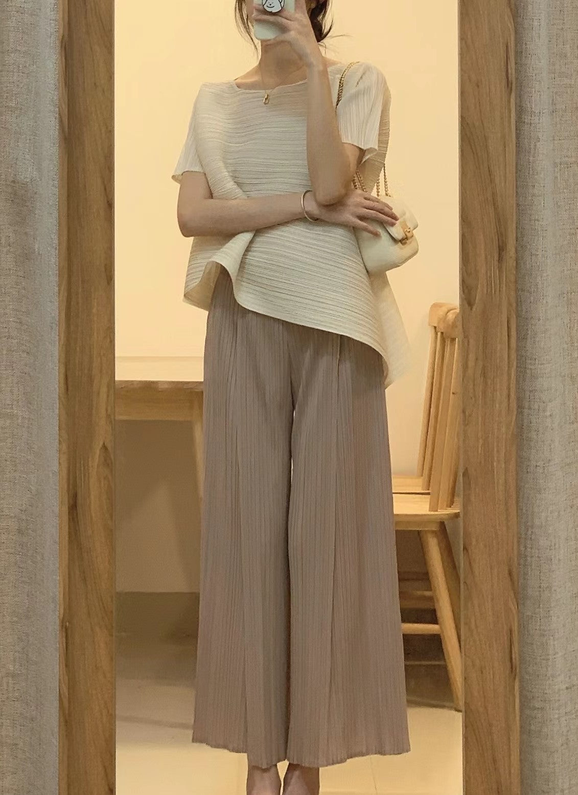 Summer All-match Pleated Top Women's 2024 Summer Thin Comfortable High-end Loose plus size Slim T-shirt