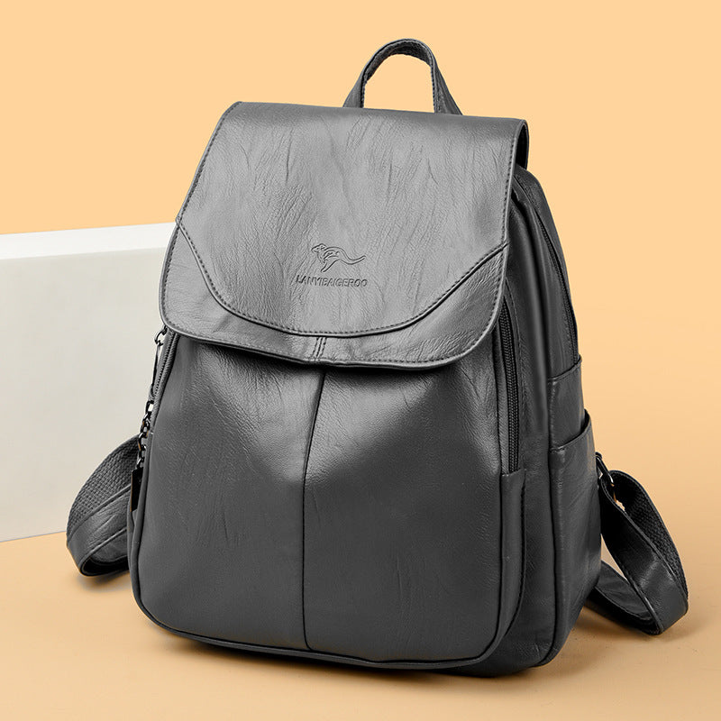 Cross-Border Hot-Selling Backpack for Women Cross-Border European and American Popular Solid Color Backpack High-End Commuter Women's Backpack for Women