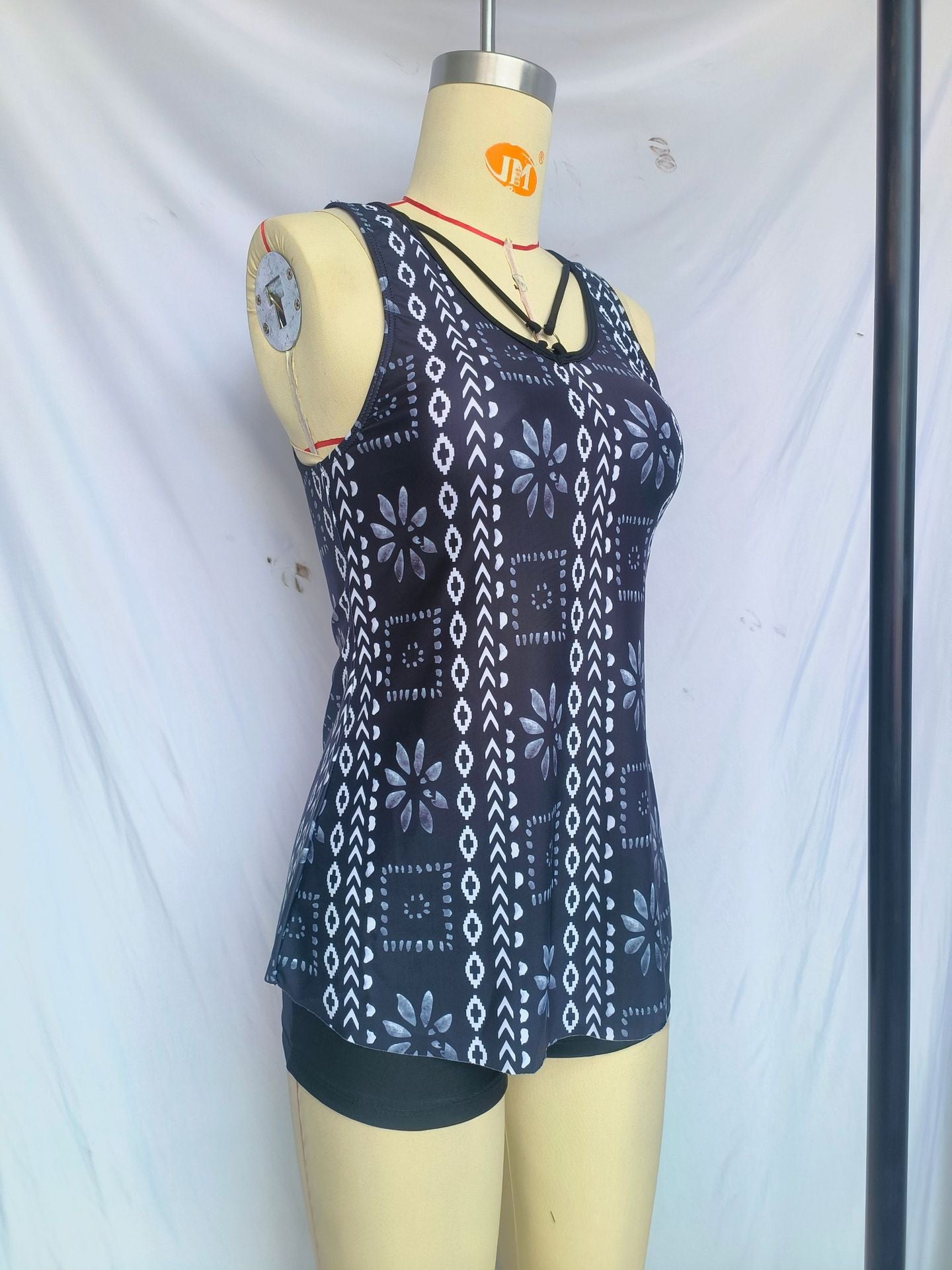 Split plus size Printed Flat Angle European and American Style Conservative Sling Tankini Swimsuit Women's Independent Station Cross-border Foreign Trade in stock