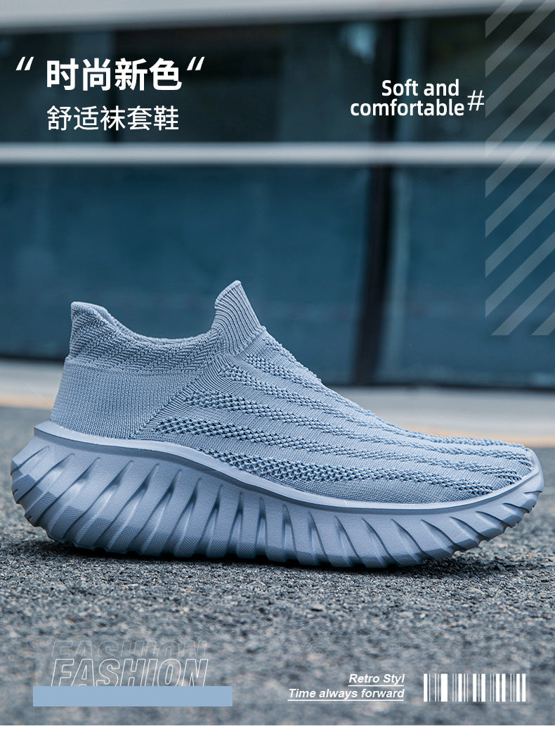 Cross-Border New Couple's Slip-On Summer New Fly-Knit Breathable Running Shoes Girls' Shoes Knitted Women's Shoes