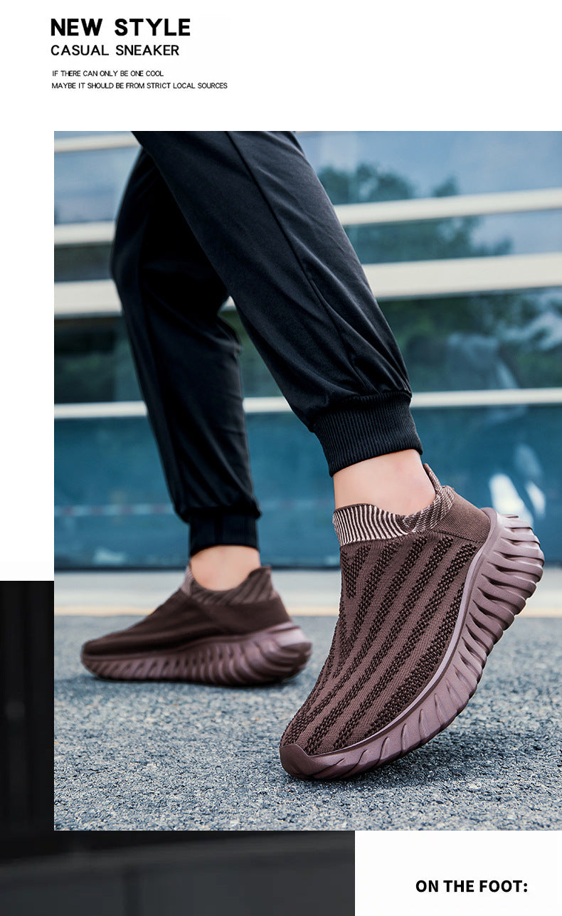 Cross-Border New Couple's Slip-On Summer New Fly-Knit Breathable Running Shoes Girls' Shoes Knitted Women's Shoes