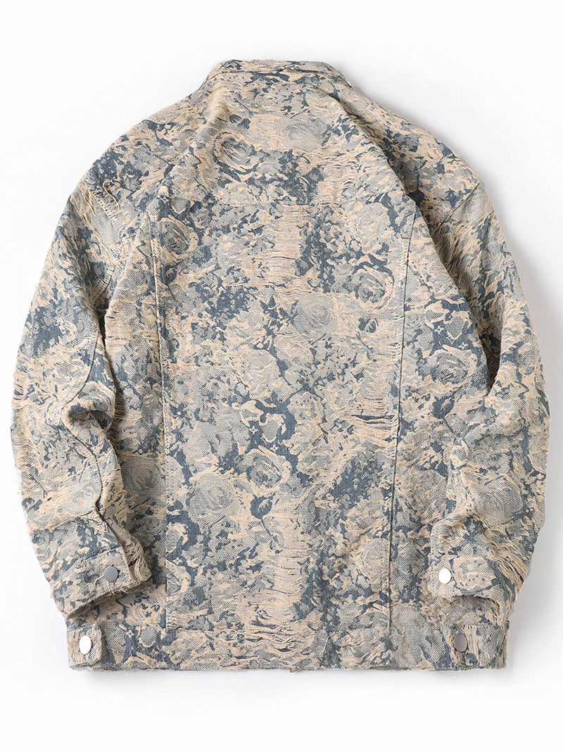 New Trendy Brand Men's Spring Jacket for Men and Women, Versatile Small Fragrance Couple Jacquard Loose Denim Jacket for Men