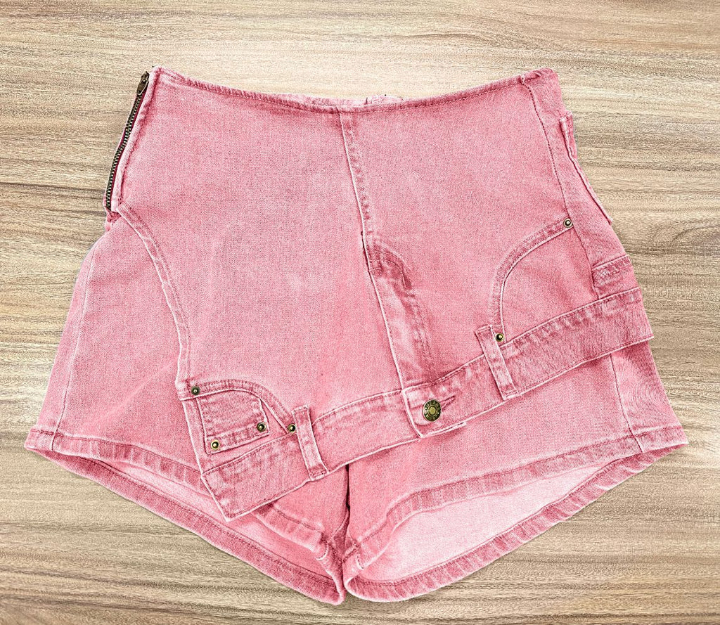 F207 European and American Clothing Cross-Border Jeans Women's Low-Waist Splicing Slim Stretch Asymmetrical Trendy Denim Shorts