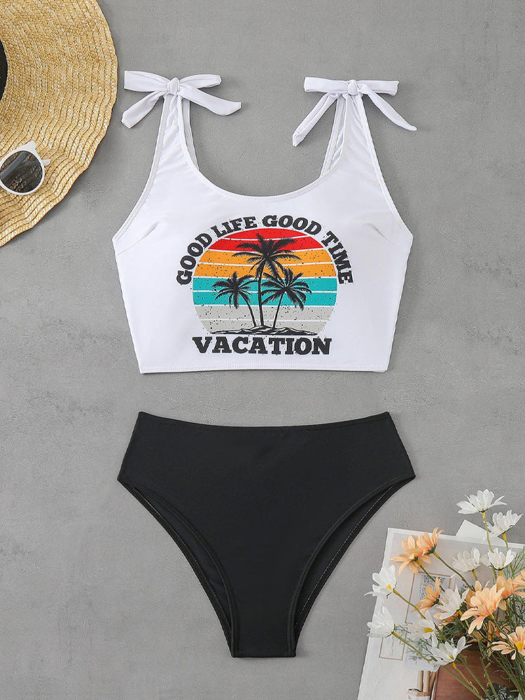 2025 New European and American Multicolor Printed Tankini Split Swimsuit Cross-border Bikini Bikini Foreign Trade Swimsuit