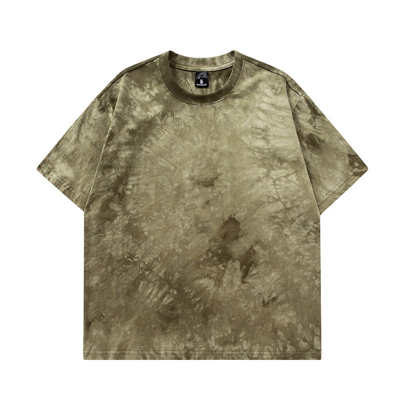 Cross-border Exclusive New Tie-dye T-shirt Men's Short-sleeved Summer Pure Cotton T-shirt Loose Ins Trendy Brand Colorful Top Clothes