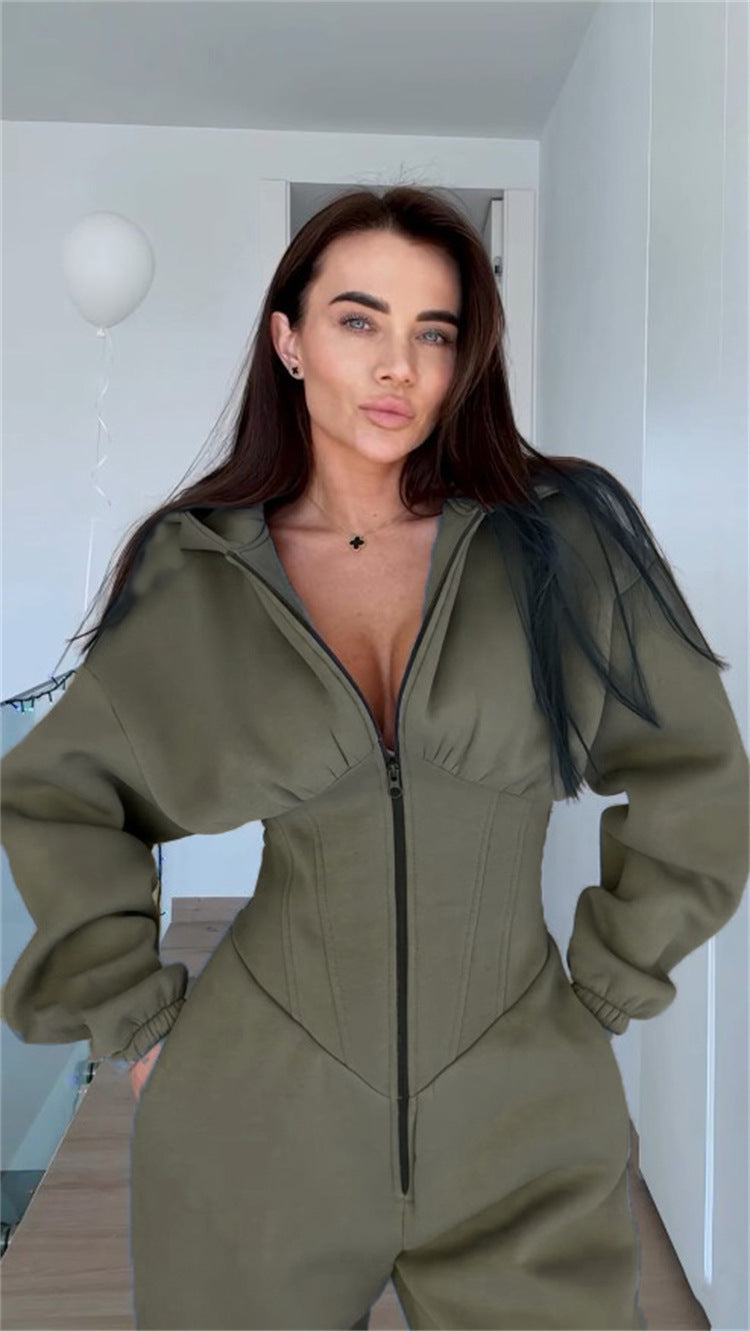 Cross-Border Foreign Trade 2026 Amazon Ebay Hot-Selling Popular Sports and Leisure Women's Hooded Jumpsuit Set