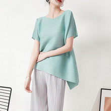 Miyake Irregular Long Sleeve Top Women's 2025 Spring and Autumn Design Solid Color Loose Casual Easiest for Match Bat Sleeve T-Shirt