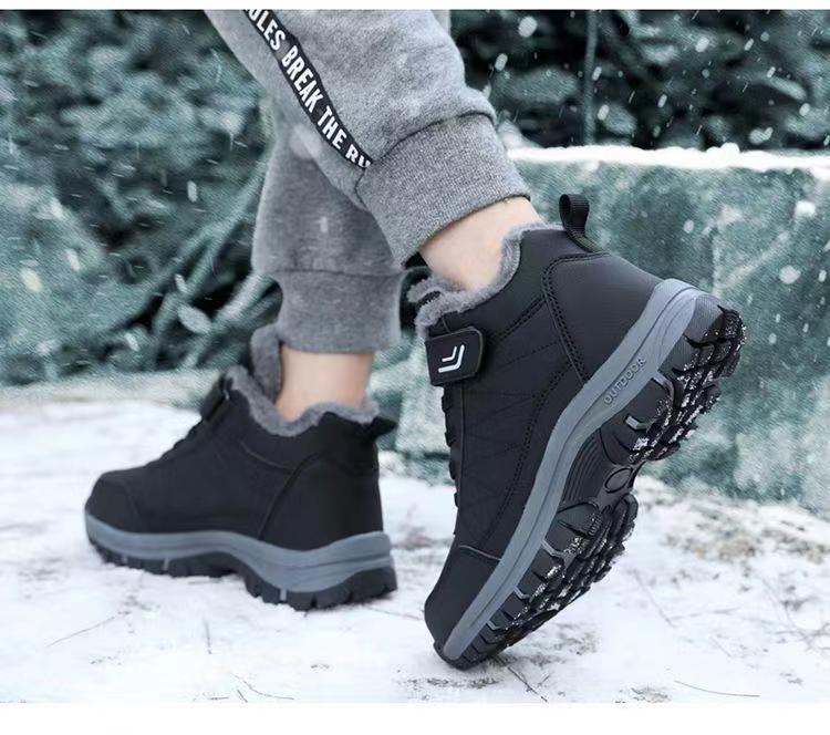 Middle-aged and elderly walking shoes autumn and winter fleece-lined round toe cotton in stock warm thickened cross-border foreign trade shoes men's shoes