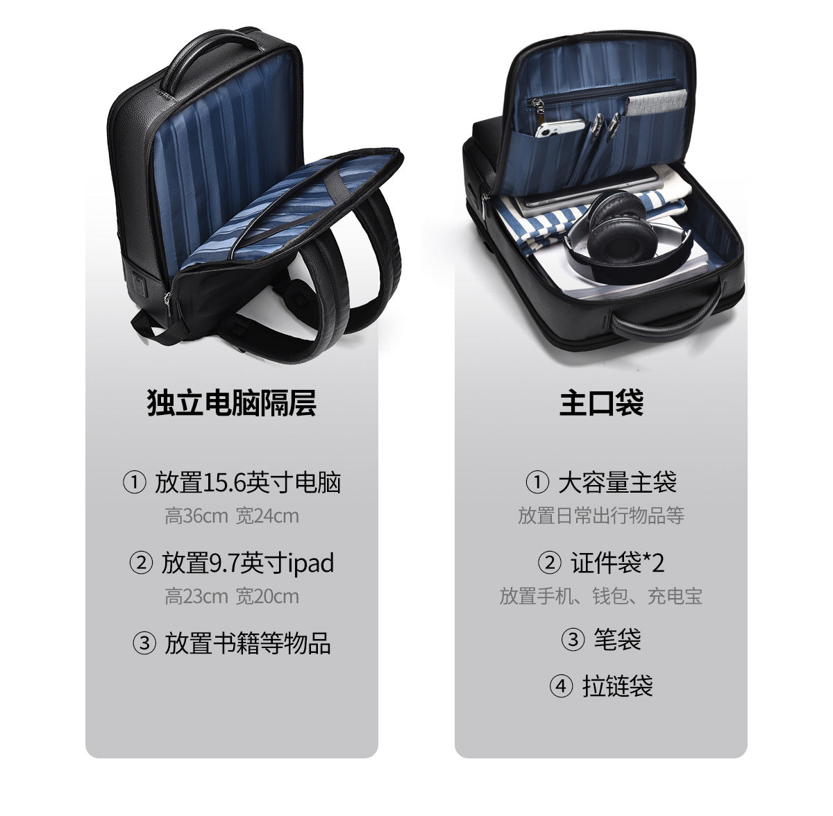 Men's Backpack Simple Cross-Border New Business Pu Water-Repellent Laptop Bag Large Capacity Backpack