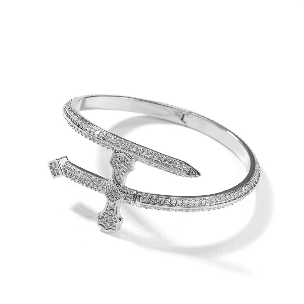 Hip-hop ancient cute European and American new sword of justice bracelet copper inlaid zircon full diamond trend Joker jewelry wholesale
