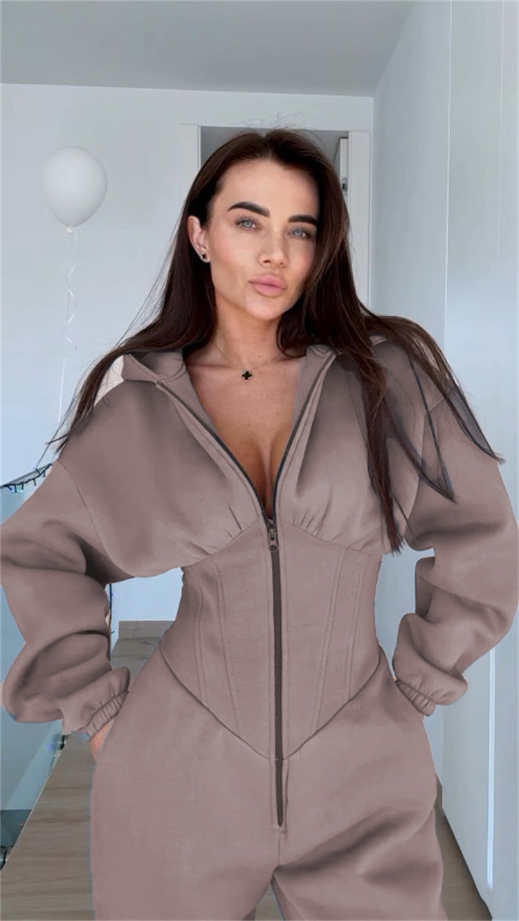 Cross-Border Foreign Trade 2026 Amazon Ebay Hot-Selling Popular Sports and Leisure Women's Hooded Jumpsuit Set