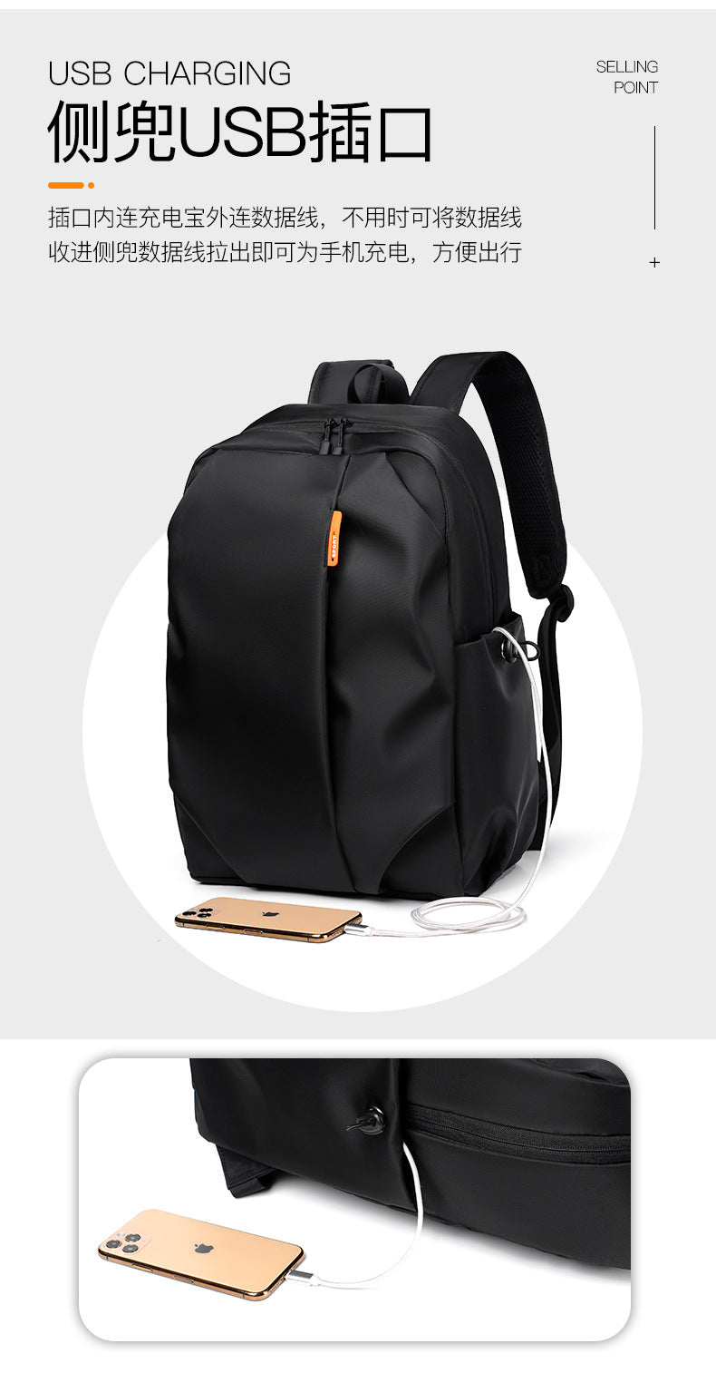 Casual Men's Backpack Cross-border Simple All-match 14-inch Backpack Uab Charging Holes Student Book Backpack