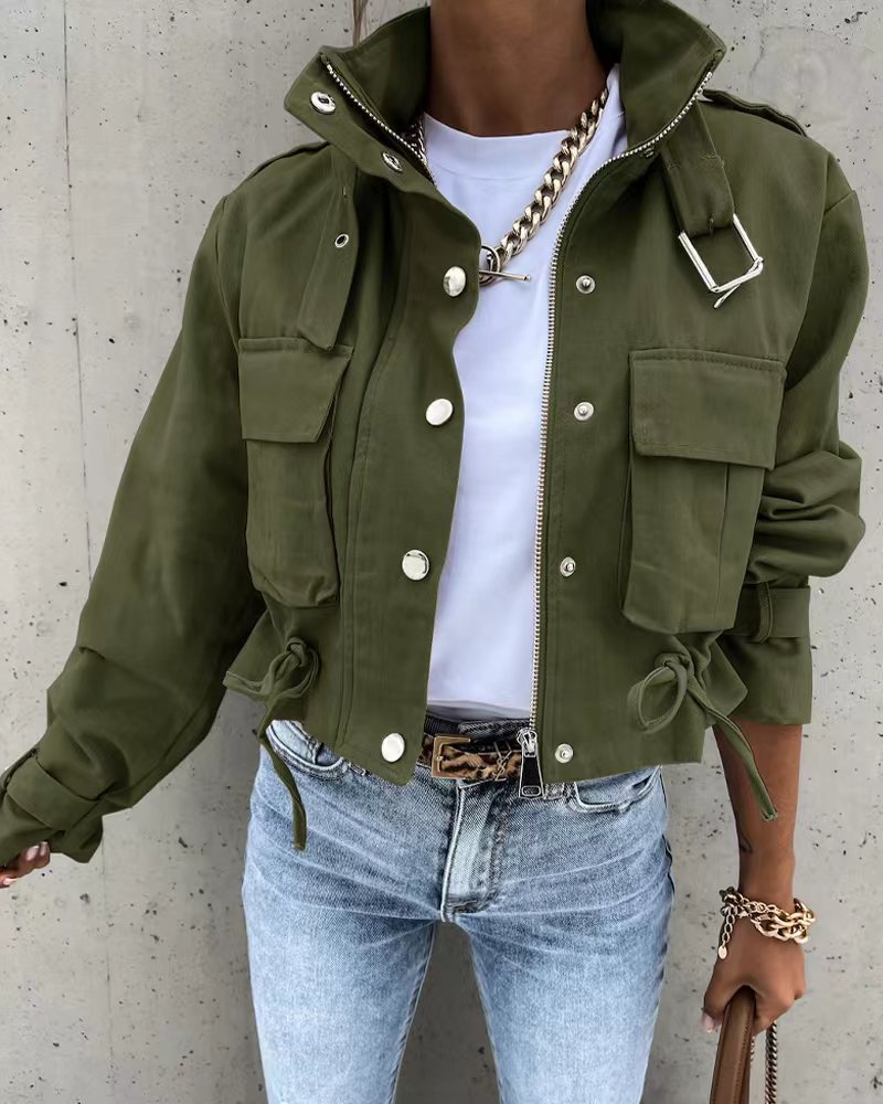 2026 Autumn and Winter Cross-Border Women's European and American New Style Amazon Aliexpress Printed Short Casual Long-Sleeved Jacket Top