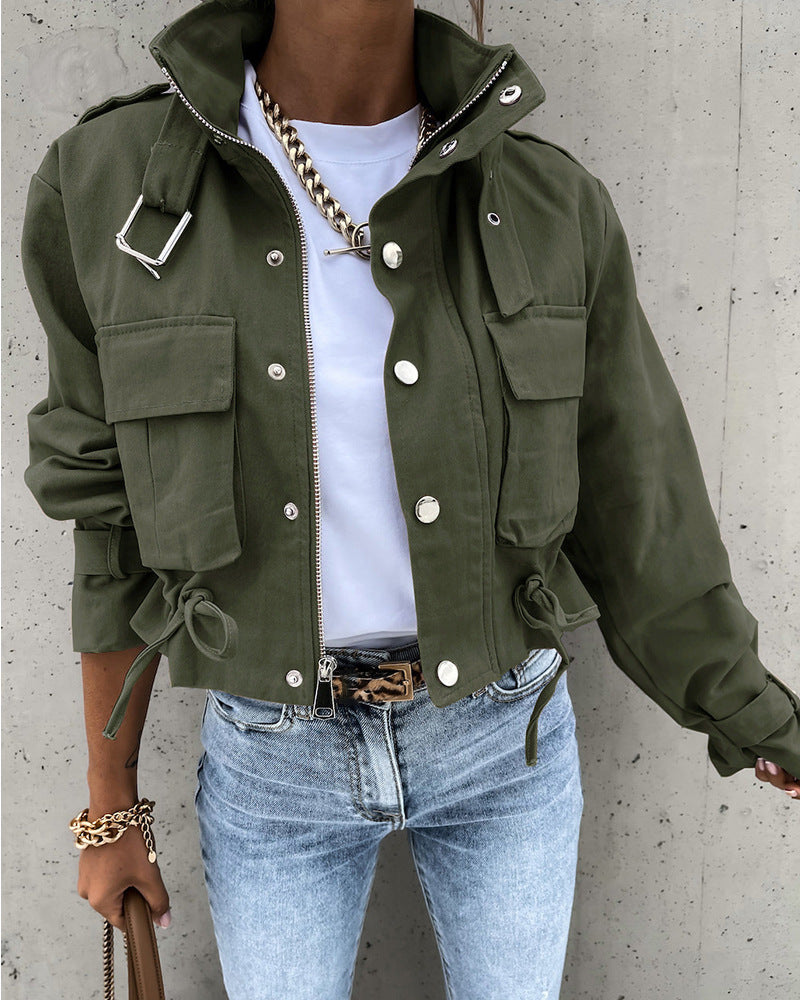 2026 Autumn and Winter Cross-Border Women's European and American New Style Amazon Aliexpress Printed Short Casual Long-Sleeved Jacket Top