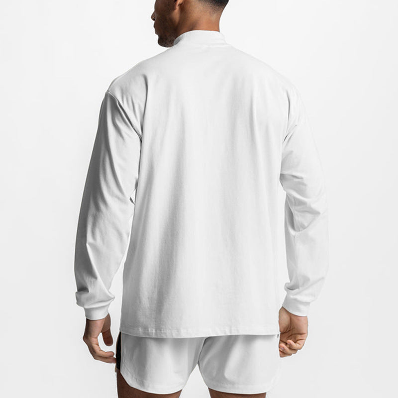 Muscle warrior foreign trade Fitness long-sleeved T-shirt autumn and winter gym outdoor bottoming shirt men's small turtleneck Sports