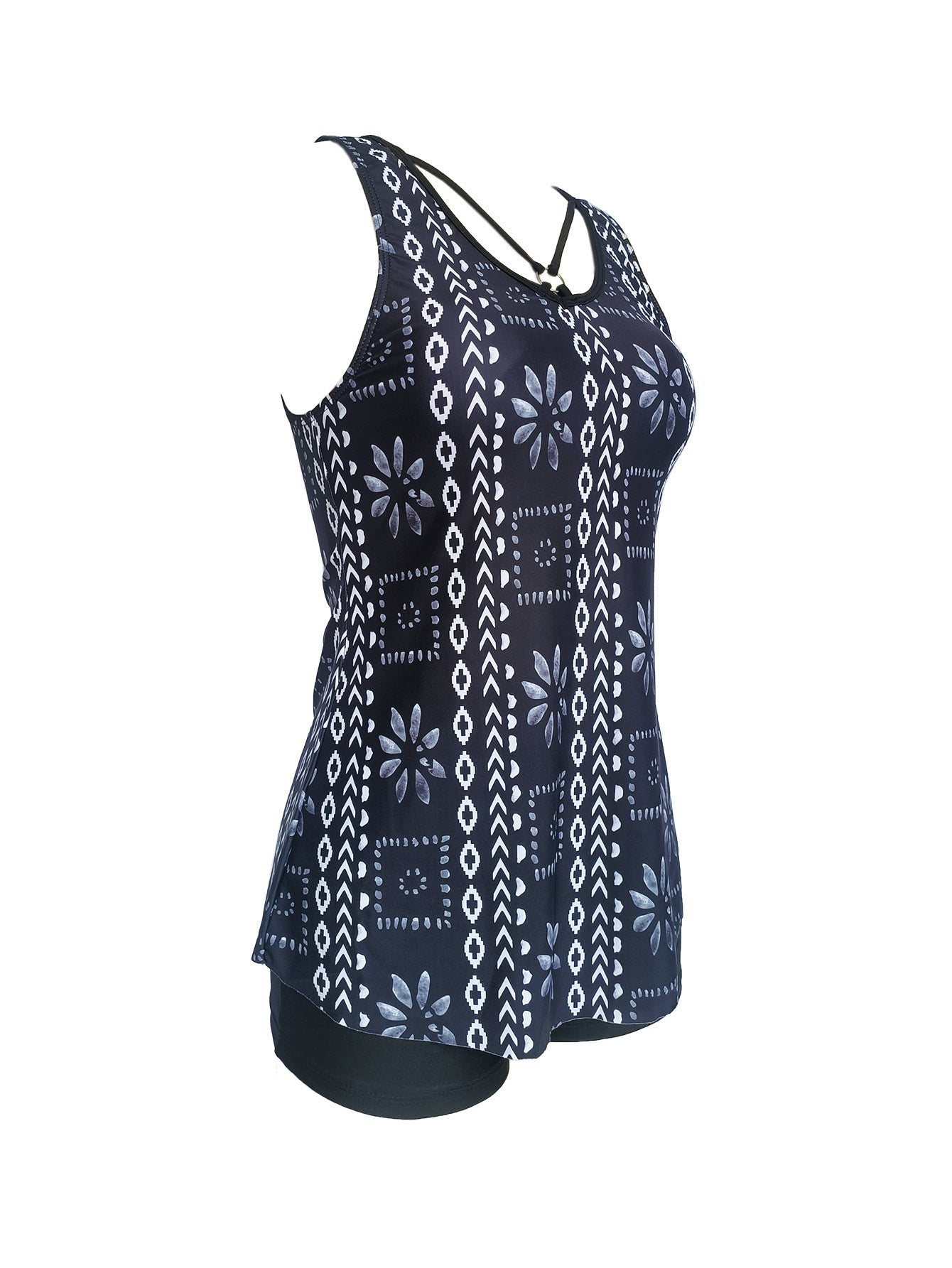 Split plus size Printed Flat Angle European and American Style Conservative Sling Tankini Swimsuit Women's Independent Station Cross-border Foreign Trade in stock