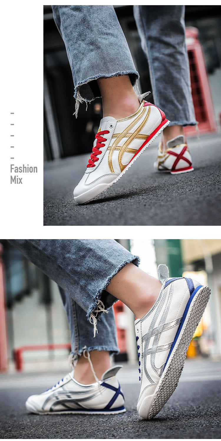 Couple's New Spring First-Layer Cowhide Forrest Gump Shoes, Fashionable and Breathable Sports and Leisure Sneakers, Comfortable White Shoes