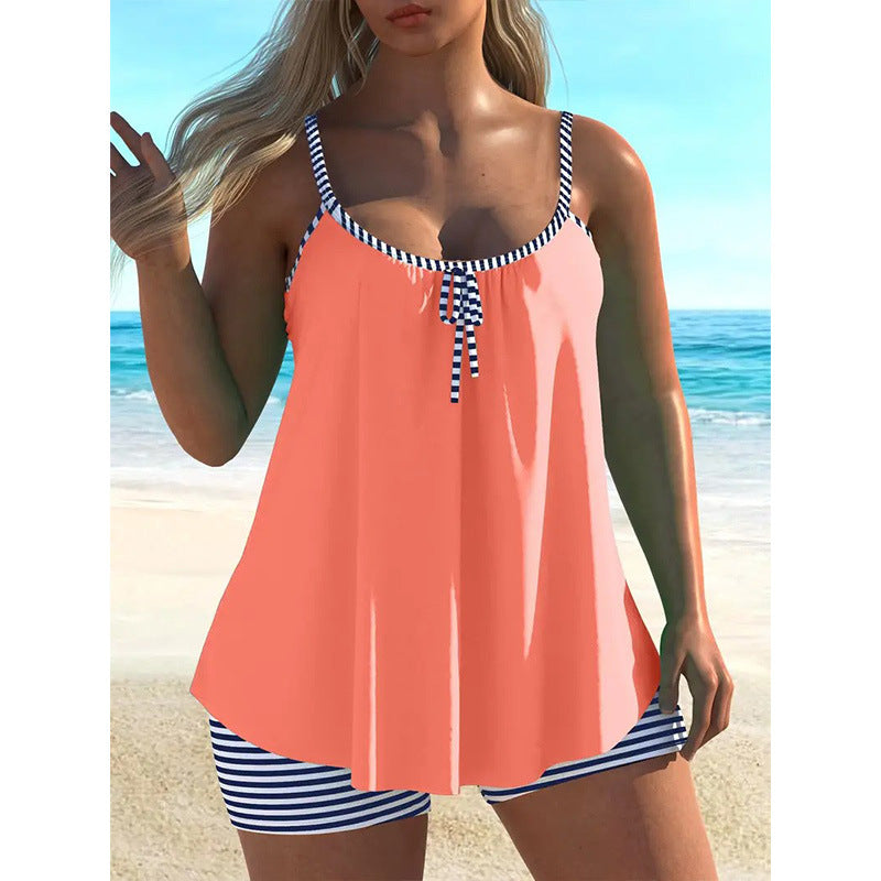 European Conservative Split Swimsuit for Women Foreign Trade Cross-Border Tankini Loose Large Size Swimsuit Beach Split Swimsuit