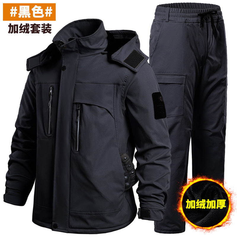 Autumn and Winter fleece-lined Charge Clothes Coat Work Clothes Waterproof suit Men's Cold-proof Warm Upper and Lower Clothes Work Clothes