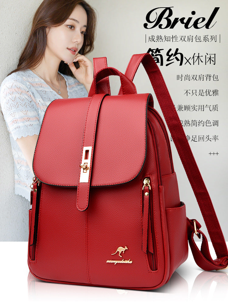 Foreign Trade Hot 2024 New Anti-theft Lock Backpack Trend Good Kangaroo Women's Schoolbag Fashion Travel Backpack
