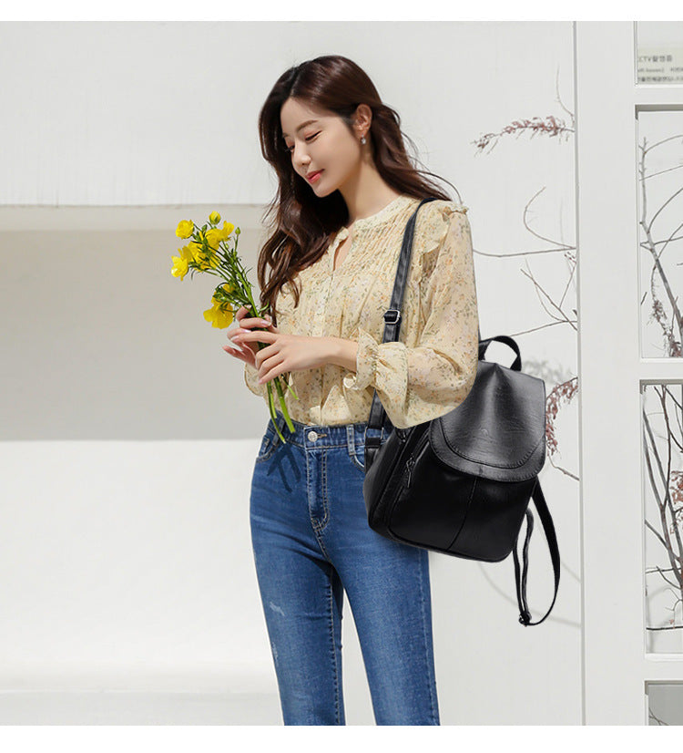 Backpack Women 2024 New Autumn Fashion Soft Leather Bag Casual Backpack Large Capacity Travel Student Women's Backpack