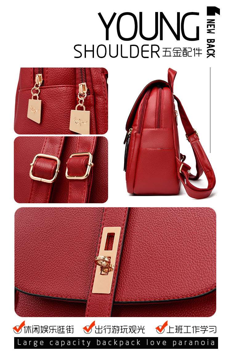 Foreign Trade Hot 2024 New Anti-theft Lock Backpack Trend Good Kangaroo Women's Schoolbag Fashion Travel Backpack