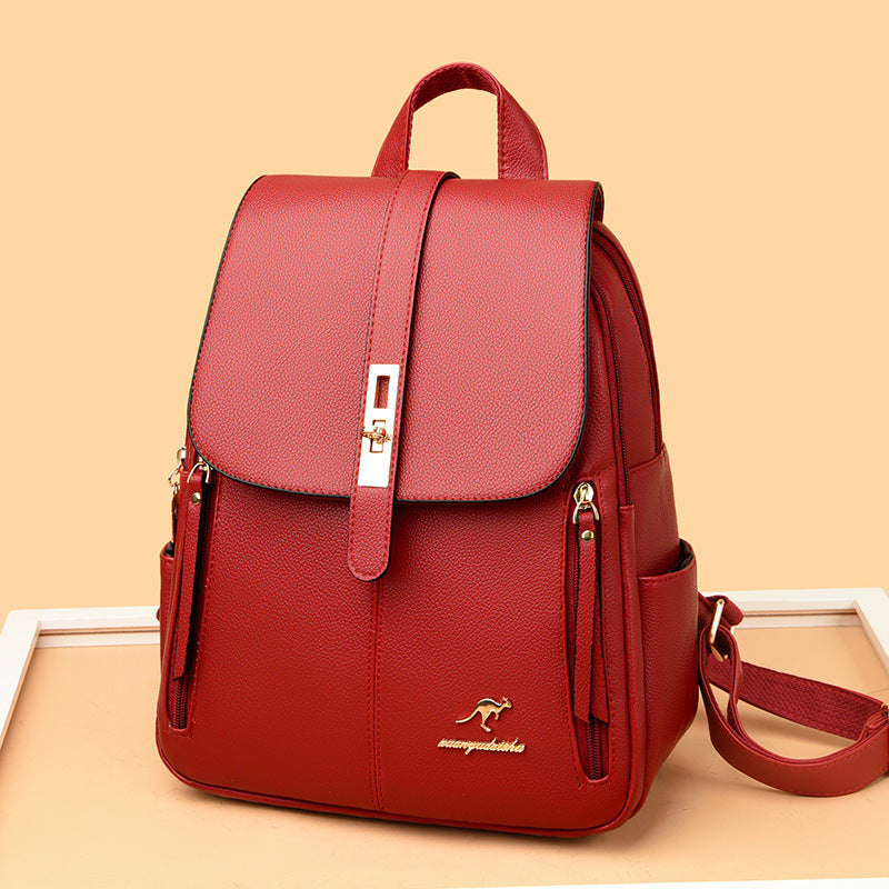 Foreign Trade Hot 2024 New Anti-theft Lock Backpack Trend Good Kangaroo Women's Schoolbag Fashion Travel Backpack