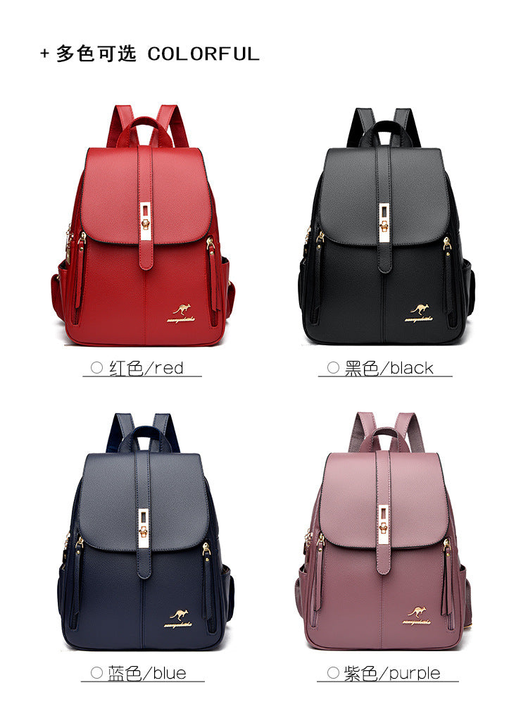 Foreign Trade Hot 2024 New Anti-theft Lock Backpack Trend Good Kangaroo Women's Schoolbag Fashion Travel Backpack