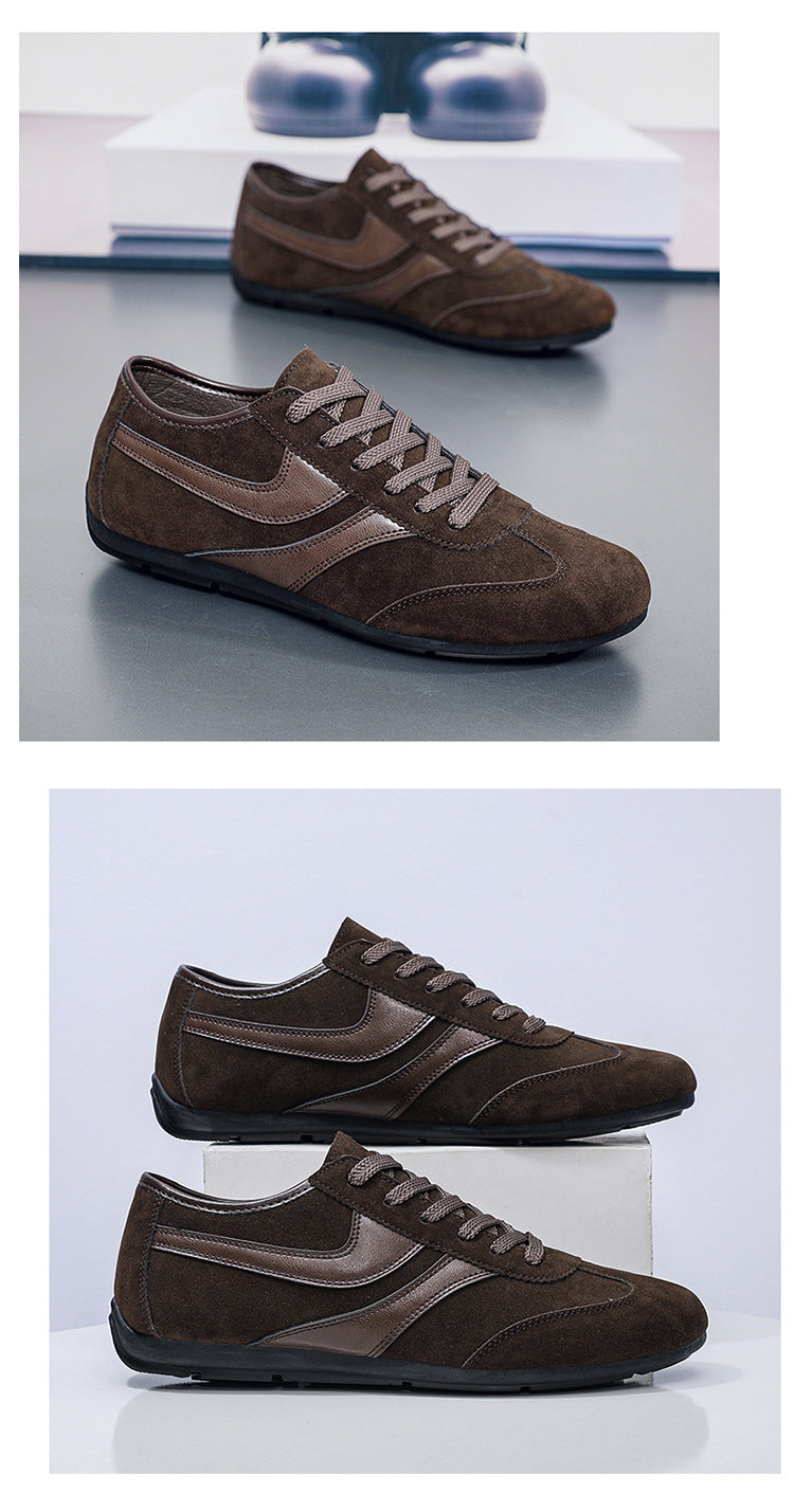 Men's Casual Shoes Fashion Vintage German Training Shoes Breathable Flat Single-layer Shoes Sports Forrest Gump Shoes Lace-up Men's Shoes Bean Shoes