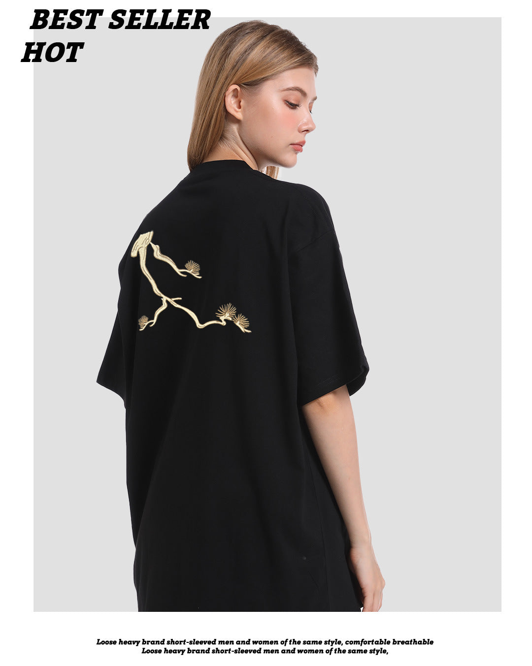 2026 New Heavyweight Pure Cotton Printed Round Neck Short-Sleeve T-Shirt with Squirrel Design, Loose Casual Style for Men and Women, Couple's Half-Sleeve Ins