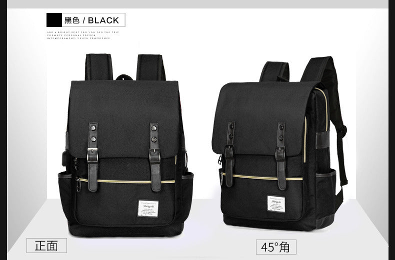 Foreign trade new schoolbag men's personality retro outdoor canvas travel backpack women's fashion backpack a generation of hair