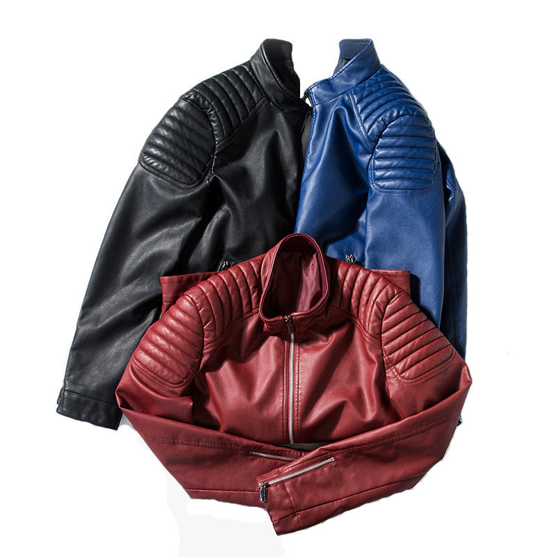 Amazon Men's Casual Jacket Men's Slim Biker Jacket Men's PU Leather Jacket Leather Men's Korean Style Jacket