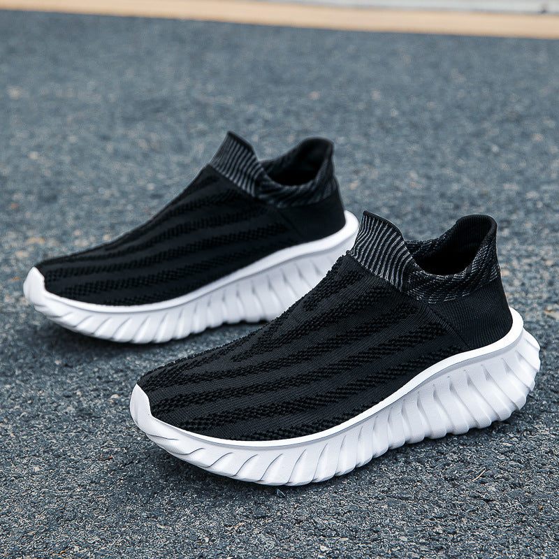 Cross-Border New Couple's Slip-On Summer New Fly-Knit Breathable Running Shoes Girls' Shoes Knitted Women's Shoes
