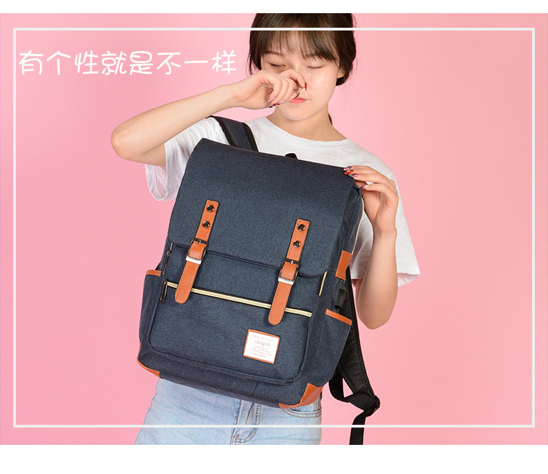 Foreign trade new schoolbag men's personality retro outdoor canvas travel backpack women's fashion backpack a generation of hair