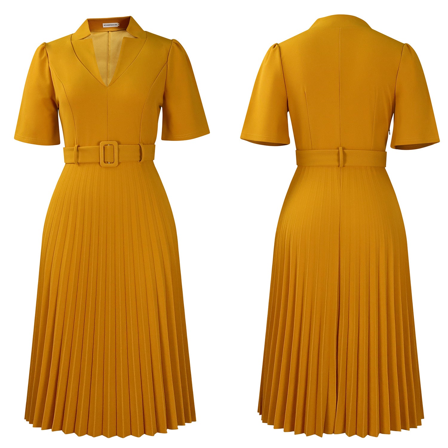 D563 Foreign Trade Cross-border Women's Clothing Summer New Short-sleeved V-neck Pleated High Waist Fashion Elegant Waist African dress
