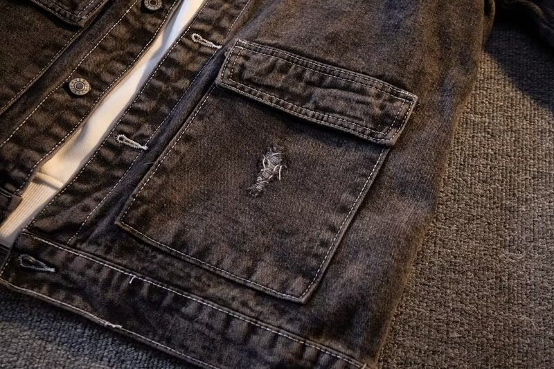 Autumn and Winter Denim Jacket Men's Korean-style Trendy Letter Printed Hong Kong-style Jacket Trendy Simple Loose Casual Denim Jacket