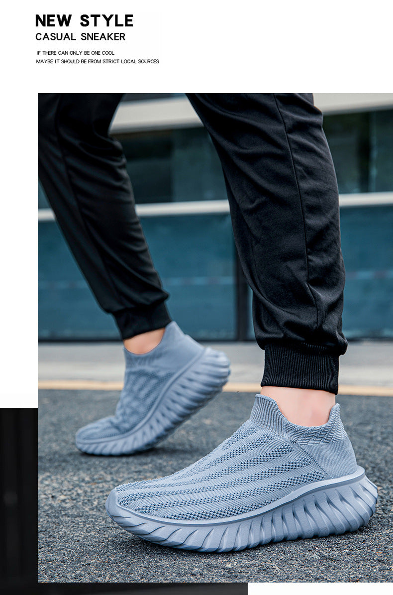 Cross-Border New Couple's Slip-On Summer New Fly-Knit Breathable Running Shoes Girls' Shoes Knitted Women's Shoes