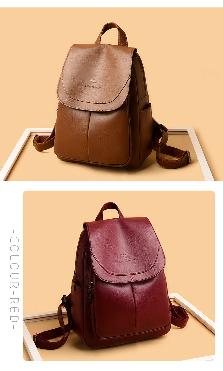 Backpack Women 2024 New Autumn Fashion Soft Leather Bag Casual Backpack Large Capacity Travel Student Women's Backpack