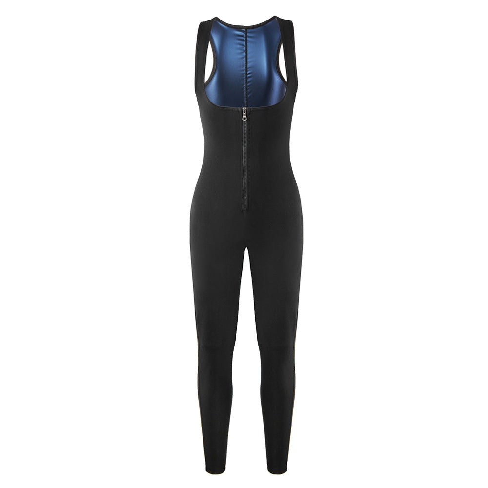 Amazon Long Fitness Sweaty Jompsuit European and American Women's Hip-lifting Chest-lifting Body-shaping Suit