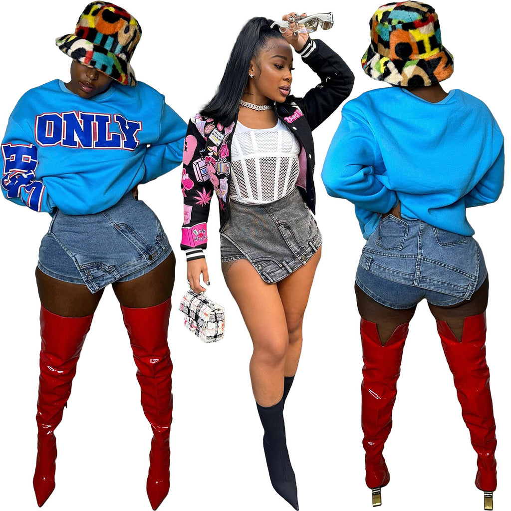 F207 European and American Clothing Cross-Border Jeans Women's Low-Waist Splicing Slim Stretch Asymmetrical Trendy Denim Shorts