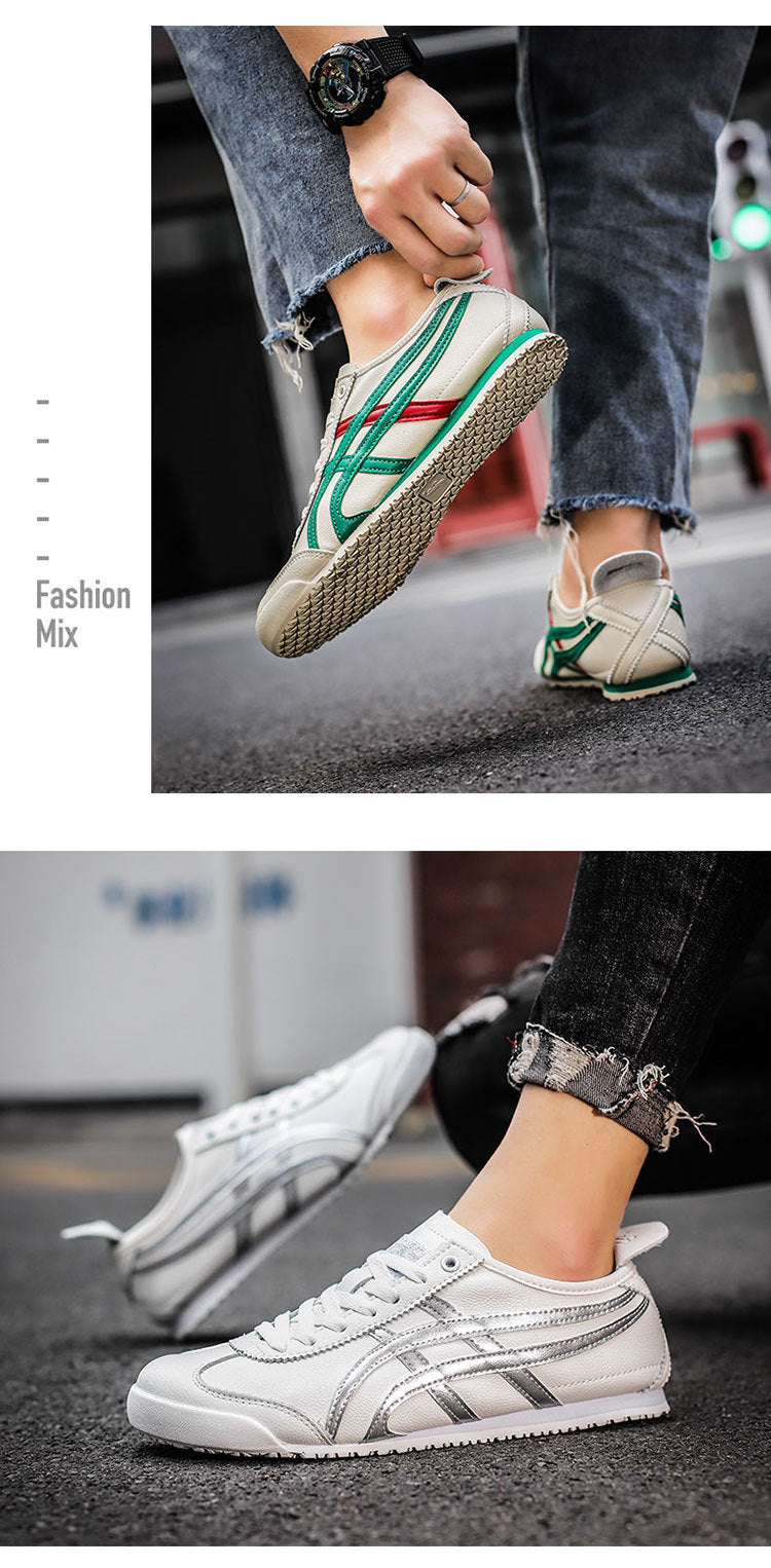 Couple's New Spring First-Layer Cowhide Forrest Gump Shoes, Fashionable and Breathable Sports and Leisure Sneakers, Comfortable White Shoes